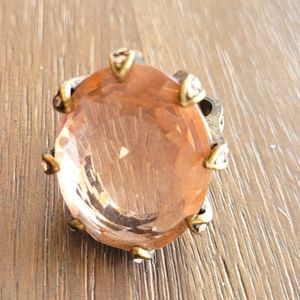 Lia Sophia ring with peach crystal gem